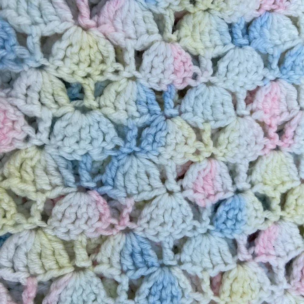 50” x 50” VTG handmade crocheted throw blanket Kids